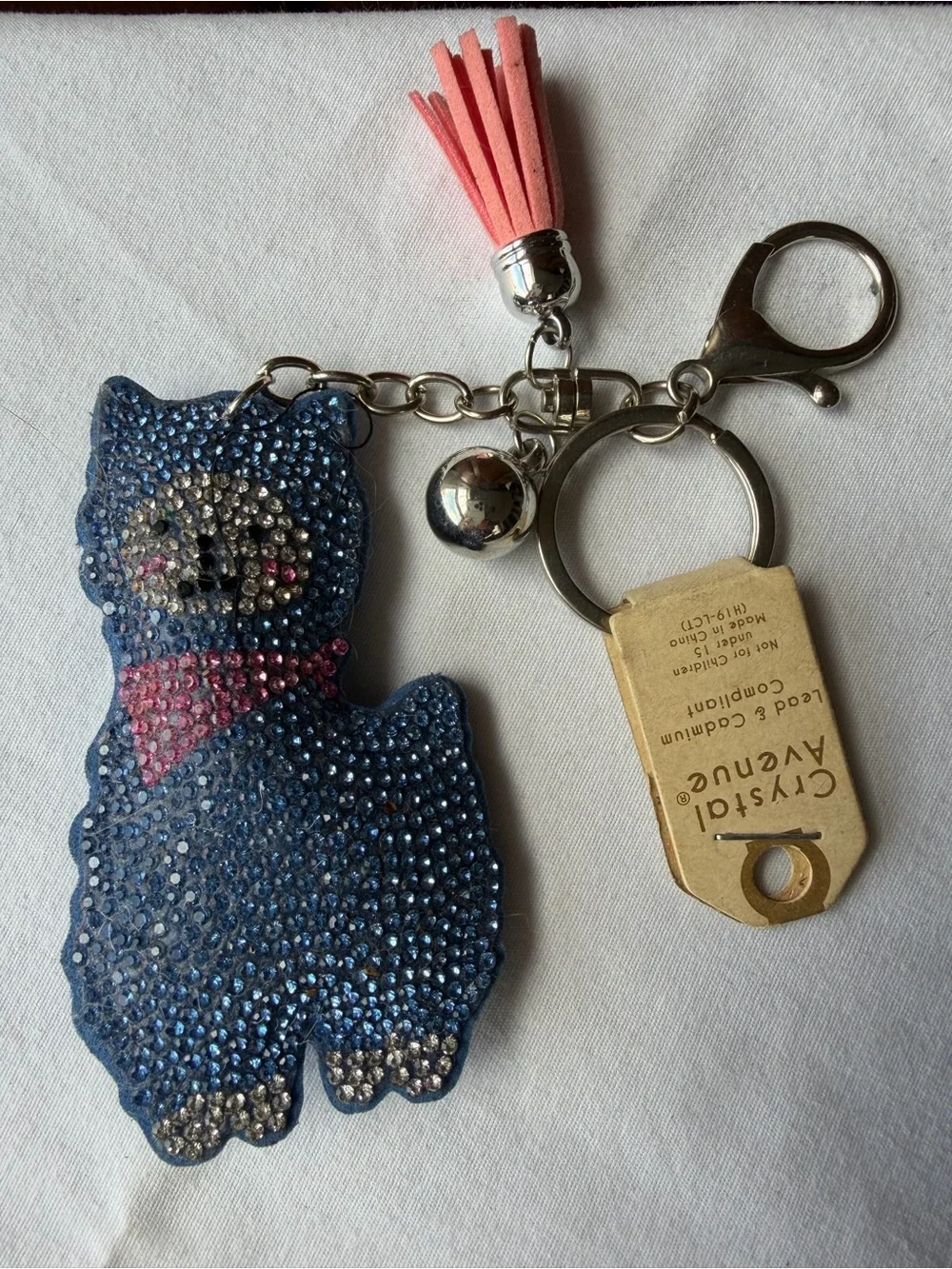 Blue Rhinestone Llama Alpaca Pink Bandana Keychain Tassel Purse Charm NWT